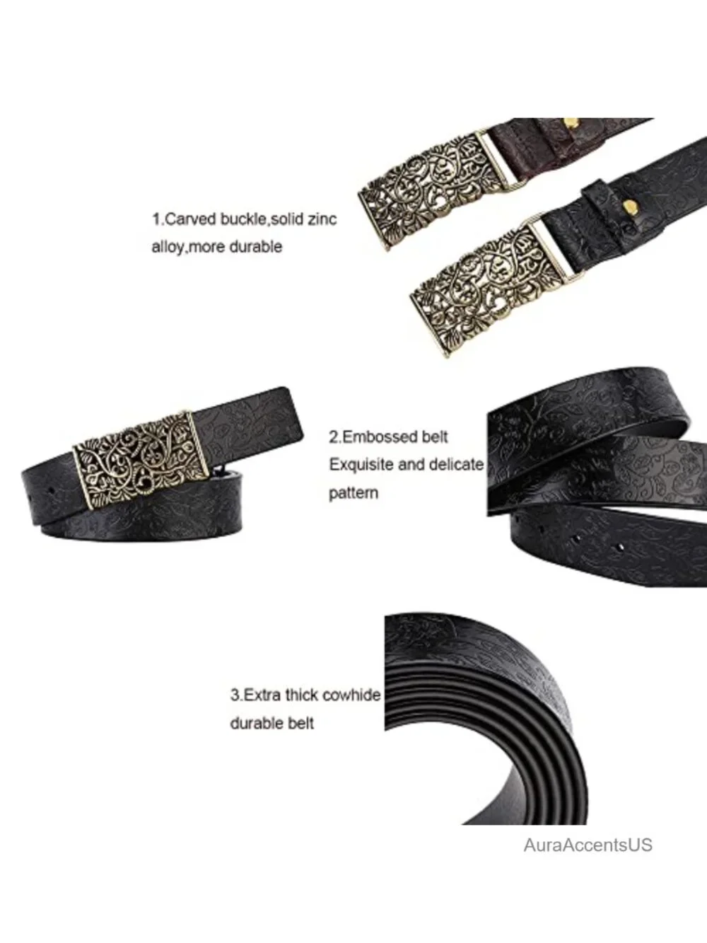 Genuine Leather Vintage Adjustable Belt for Dresses Skirts Jeans Retro